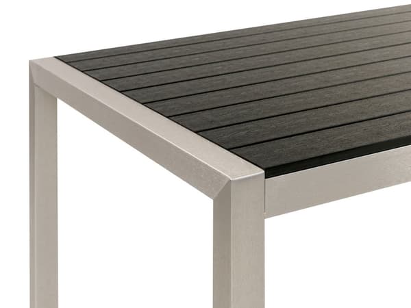 Havemøbelsæt Sort Plast Sølv Aluminium 6 Personers Havebord med Stole Nonwood Vedligeholdelsesfri Stabelstole Havemøbler til Terrasse og Haven