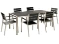 Miniatyrbillede 1 af 11: Havemøbelsæt Sort Plast Sølv Aluminium 6 Personers Havebord med Stole Nonwood Vedligeholdelsesfri Stabelstole Havemøbler til Terrasse og Haven