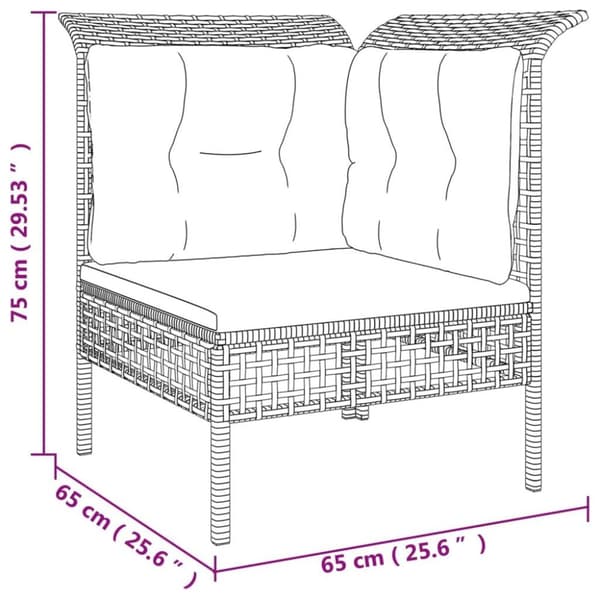 vidaXL hjørnemodul til havesofa med hynde polyrattan grå