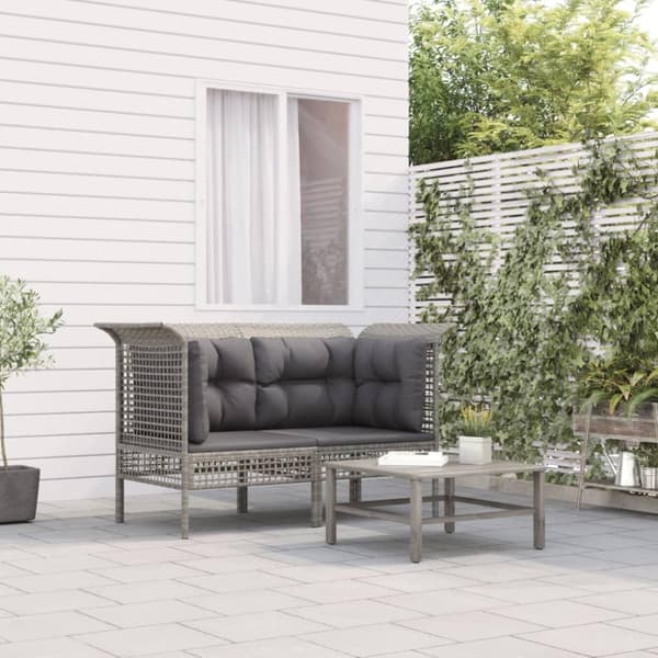 vidaXL hjørnemoduler til havesofa 2 stk. med hynder polyrattan grå