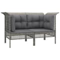 Miniatyrbillede 1 af 8: vidaXL hjørnemoduler til havesofa 2 stk. med hynder polyrattan grå