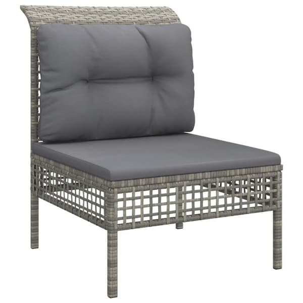 vidaXL midtermodul til havesofa med hynde polyrattan grå