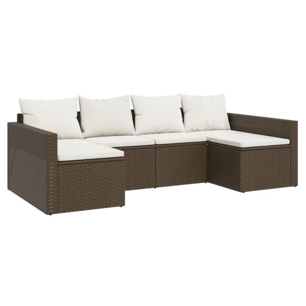 vidaXL Loungegrupp med dynor 2 delar brun konstrotting