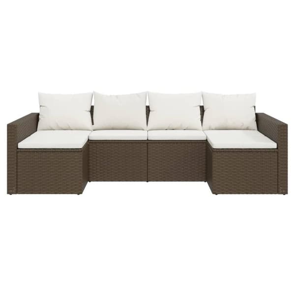 vidaXL Loungegrupp med dynor 2 delar brun konstrotting