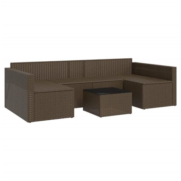 vidaXL Loungegrupp med dynor 2 delar brun konstrotting