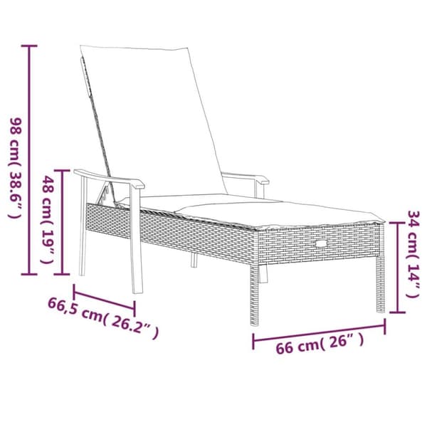 vidaXL Solsängar 2 st med bord och dynor konstrotting grå