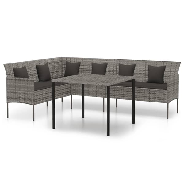 vidaXL spisebordssæt til haven 2 dele med hynder polyrattan grå