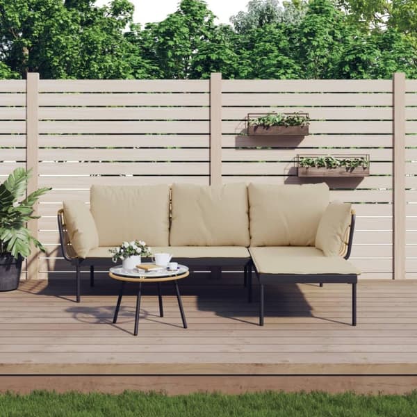 vidaXL loungesæt til haven 3 dele med beige hynder polyrattan