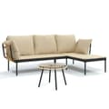 Miniatyrbillede 1 af 11: vidaXL loungesæt til haven 3 dele med beige hynder polyrattan