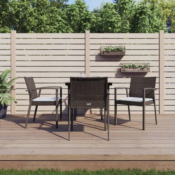 vidaXL spisebordssæt til haven 5 dele med hynder polyrattan og stål