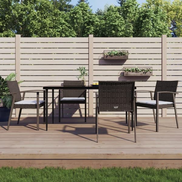 vidaXL spisebordssæt til haven 5 dele med hynder polyrattan og stål