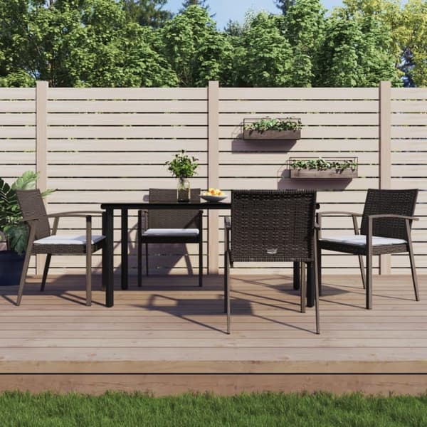 vidaXL spisebordssæt til haven 5 dele med hynder polyrattan og stål