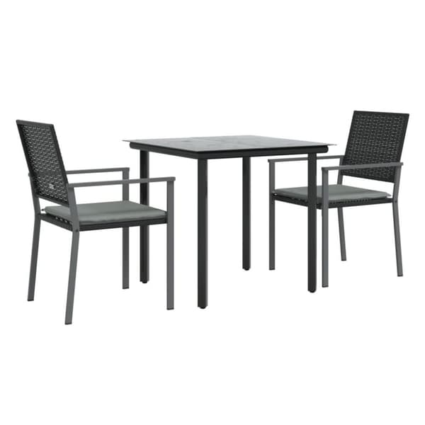 vidaXL spisebordssæt til haven 3 dele med hynder polyrattan og stål