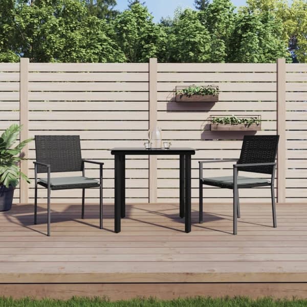 vidaXL spisebordssæt til haven 3 dele med hynder polyrattan og stål