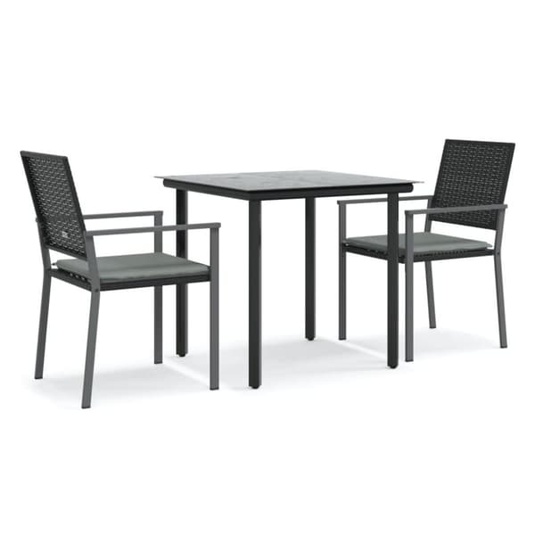 vidaXL spisebordssæt til haven 3 dele med hynder polyrattan og stål