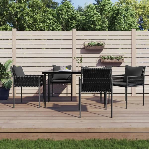 vidaXL spisebordssæt til haven 5 dele med hynder polyrattan og stål
