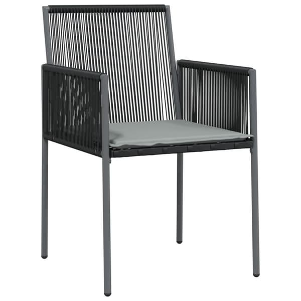 vidaXL spisebordssæt til haven 7 dele m. hynder polyrattan + stål sort