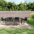 Miniatyrbillede 2 af 10: vidaXL spisebordssæt til haven 7 dele m. hynder polyrattan + stål sort