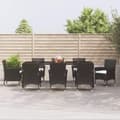 Miniatyrbillede 2 af 10: vidaXL spisebordssæt til haven 9 dele med hynder polyrattan sort
