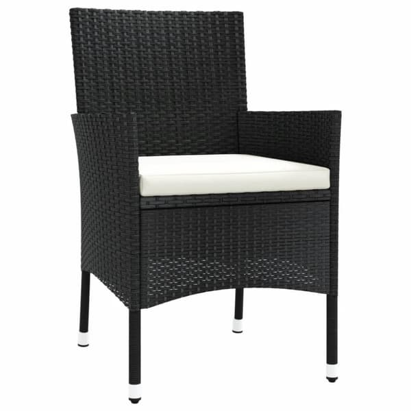 vidaXL spisebordssæt til haven 7 dele med hynder polyrattan sort
