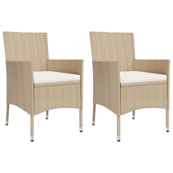 vidaXL spisebordssæt til haven 3 dele med hynder polyrattan beige