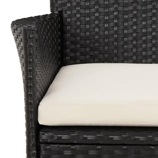 vidaXL Matgrupp för trädgården med dynor 7 delar svart konstrotting