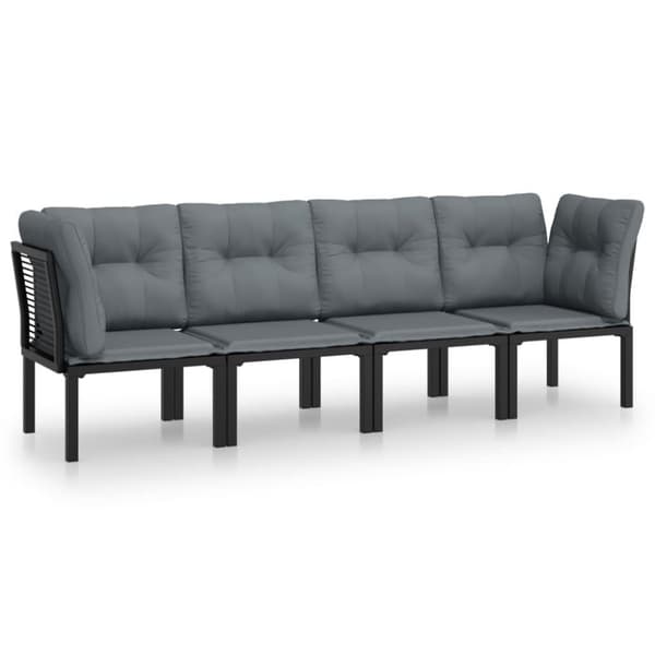 vidaXL loungesæt til haven 4 dele polyrattan sort og grå