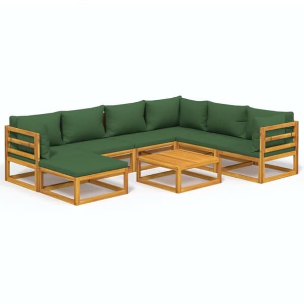 vidaXL Loungegrupp 8 delar gröna dynor massivt trä