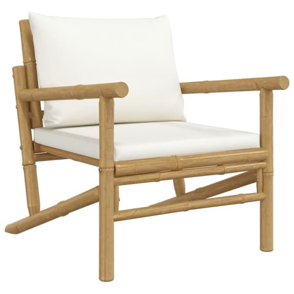 vidaXL Loungegrupp 4 delar gräddvita dynor bambu