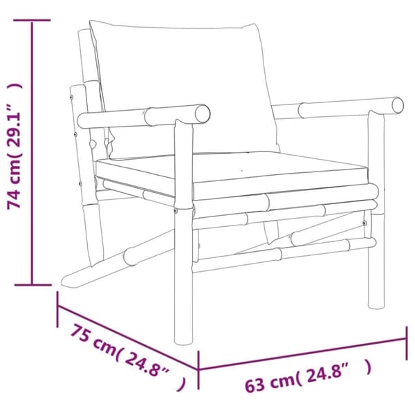 vidaXL Loungegrupp 4 delar gräddvita dynor bambu