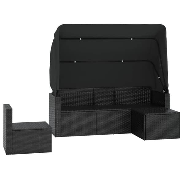 vidaXL sofasæt til haven 4 dele med hynder polyrattan sort