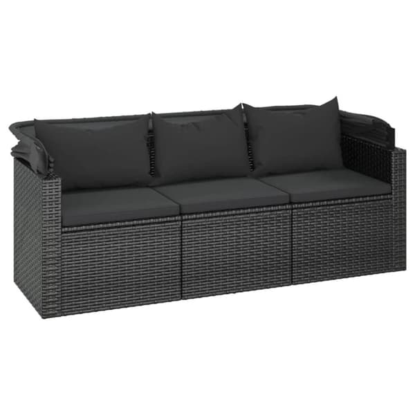 vidaXL sofasæt til haven 4 dele med hynder polyrattan sort