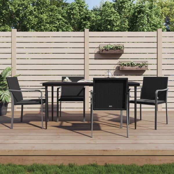 vidaXL spisebordssæt til haven 5 dele med hynder polyrattan og stål