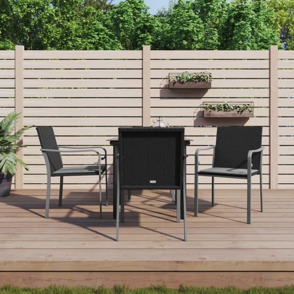 vidaXL spisebordssæt til haven 5 dele med hynder polyrattan og stål