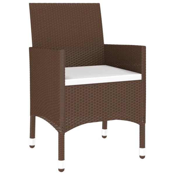 vidaXL Hagebistrosett 3 deler polyrotting og herdet glass brun