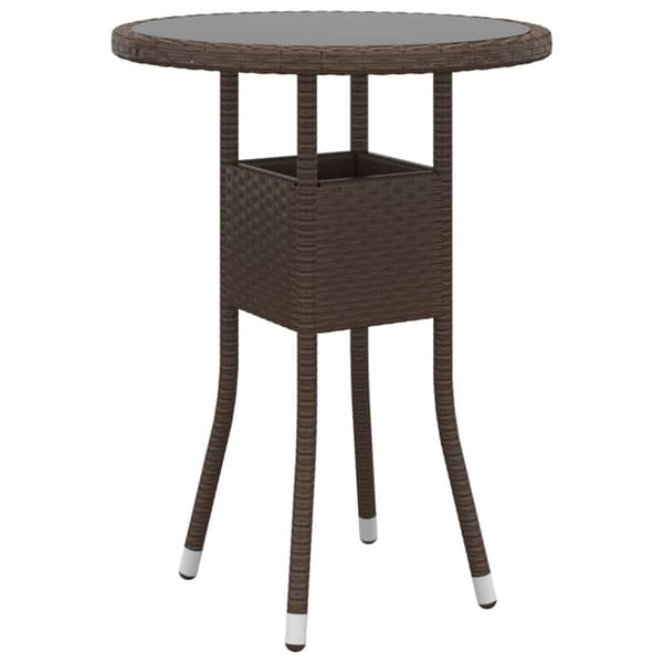 vidaXL Hagebistrosett 3 deler polyrotting og herdet glass brun