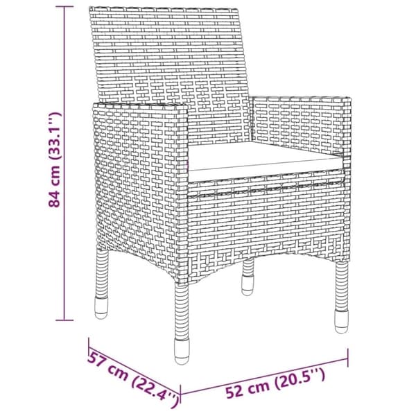 vidaXL Hagebistrosett 3 deler polyrotting og herdet glass brun