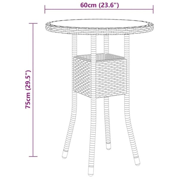 vidaXL Hagebistrosett 3 deler polyrotting og herdet glass brun