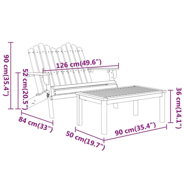 vidaXL Adirondack loungesett 5 deler heltre akasie