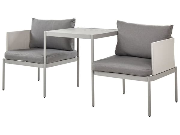 Konvertibelt Trädgårds Loungeset Ljusgrå 2-sits Soffa med Kuddar och Bord