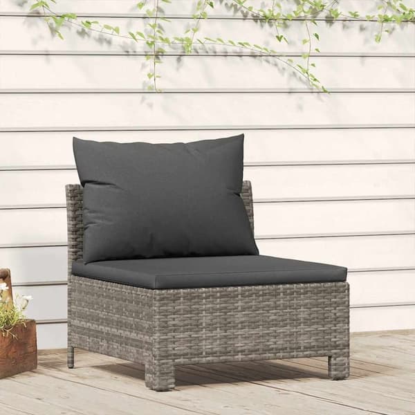 vidaXL midtermodul til havesofa med hynde polyrattan grå