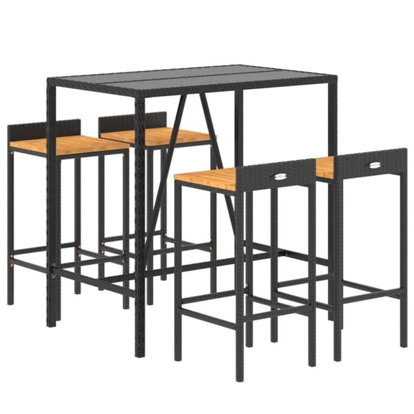 vidaXL Hagebarsett 5 deler svart polyrotting og heltre akasie