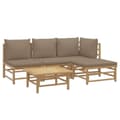 Miniatyrbild 3 av 11: vidaXL Loungegrupp 5 delar taupe dynor bambu