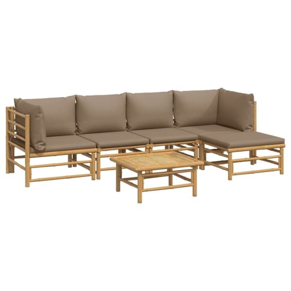 vidaXL Loungegrupp 6 delar taupe dynor bambu