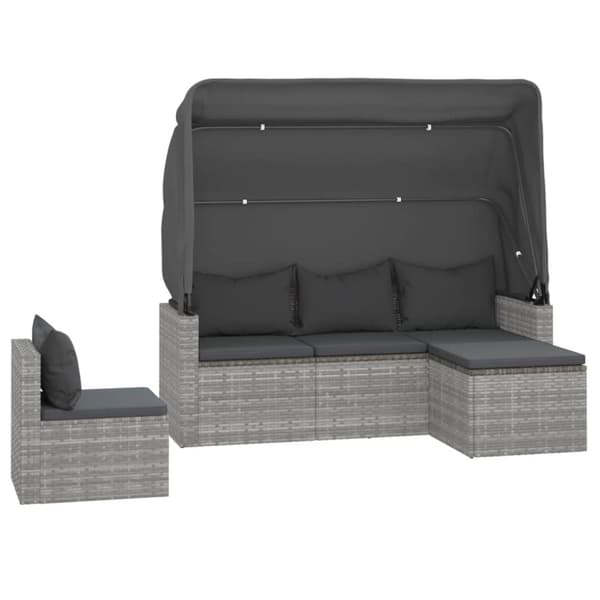 vidaXL sofasæt til haven 4 dele med hynder polyrattan grå