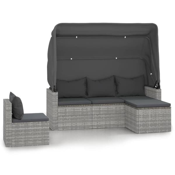 vidaXL sofasæt til haven 4 dele med hynder polyrattan grå