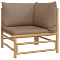 Miniatyrbild 3 av 11: vidaXL Loungegrupp 12 delar taupe dynor bambu
