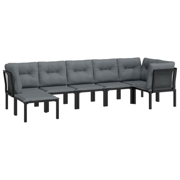 vidaXL loungesæt til haven 7 dele polyrattan sort og grå