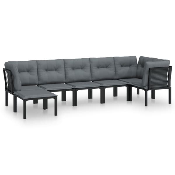 vidaXL loungesæt til haven 7 dele polyrattan sort og grå