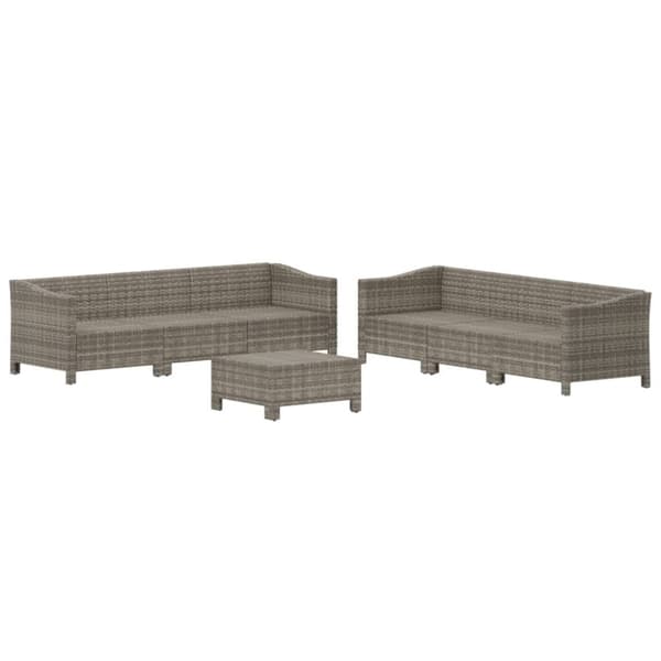 vidaXL loungesæt til haven 7 dele med hynder polyrattan grå